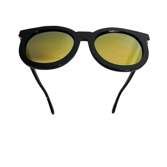SUNGLASSES SUN GLASSES Shades Round Plastic Arrow Gold Toned Trim Vacation Beach - Picture 16 of 16